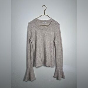 Madewell Cream Ribbed Knit ruffle cuff Sweater size small